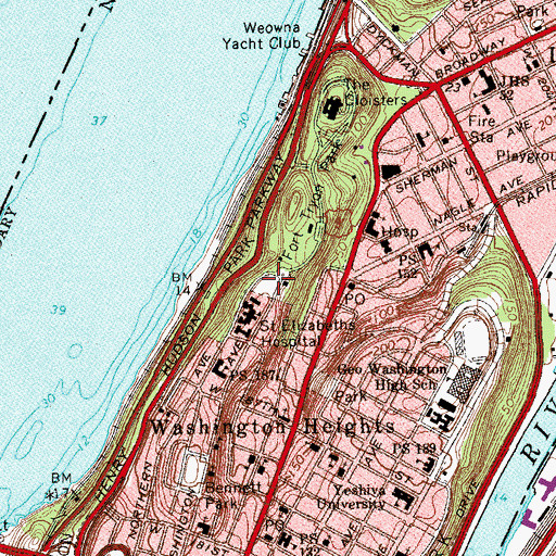 Topographic Map of Jacob Javits Playground, NY