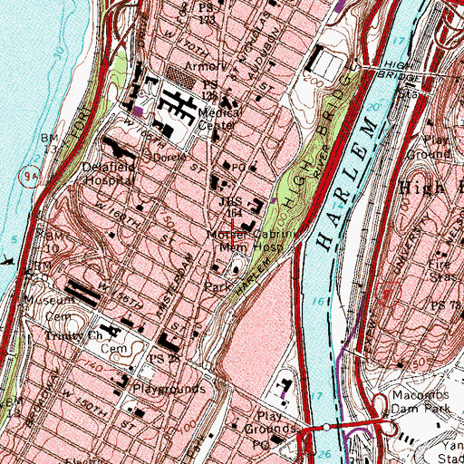 Topographic Map of Morris-Jumel Ecological Education Garden, NY