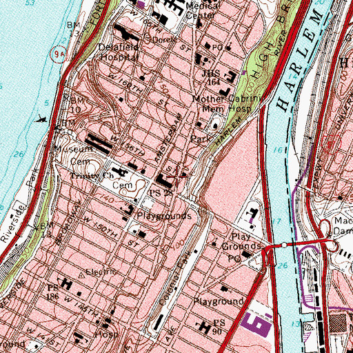 Topographic Map of Orville And Wilbur Playground, NY