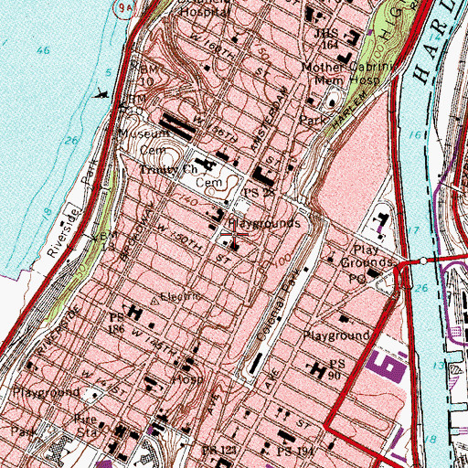 Topographic Map of Carmansville Playground, NY
