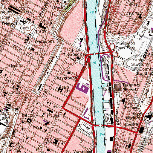 Topographic Map of Bill Bojangles Robinson Playground, NY