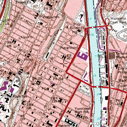 Topographic Map of Bradhurst Urban Renewal Park, NY