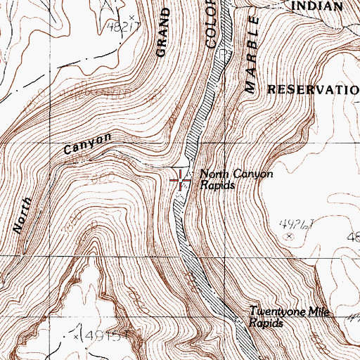 Topographic Map of North Canyon Rapids, AZ