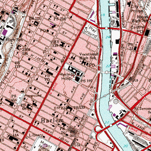 Topographic Map of Howard Bennett Playground, NY