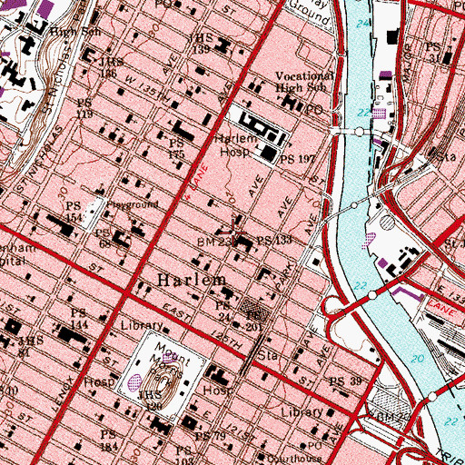 Topographic Map of Courtney Callender Playground, NY