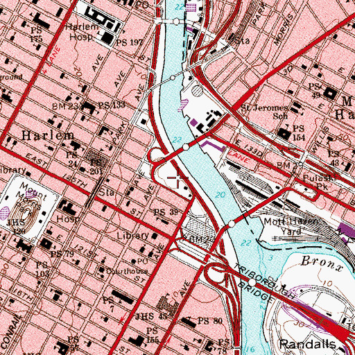 Topographic Map of Harlem River Park, NY
