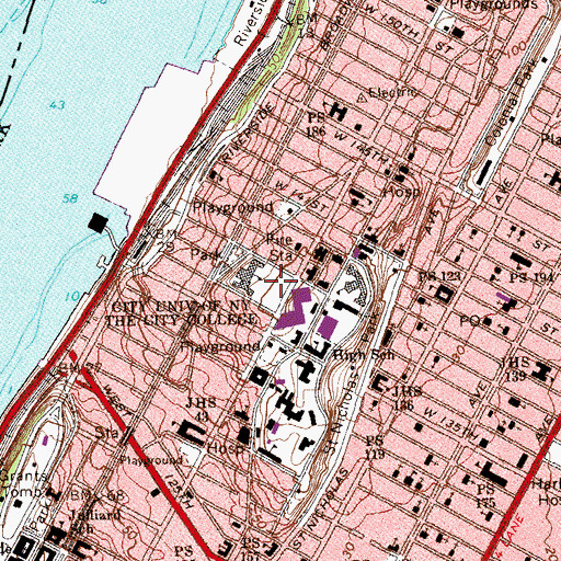 Topographic Map of Jacob Schiff Playground, NY
