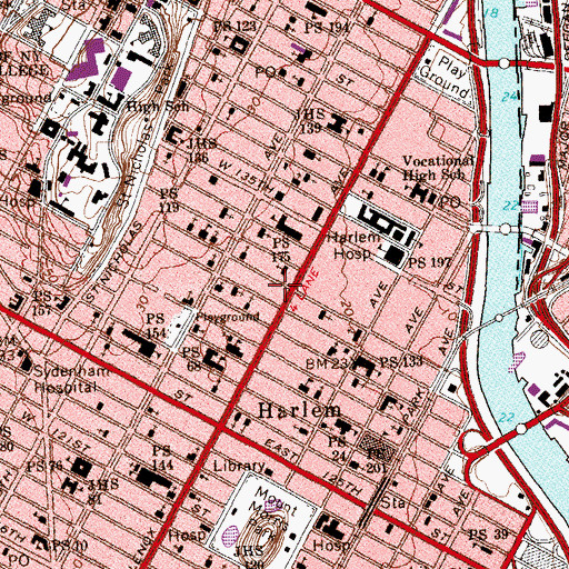 Topographic Map of Onehundredthirtysecond Street Block Association Park, NY