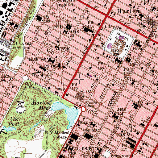 Topographic Map of Martin Luther King Playground, NY