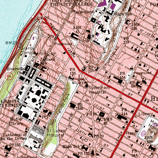 Topographic Map of Morningside Playground, NY