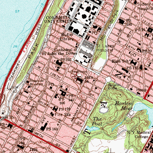 Topographic Map of Booker T Washington Playground, NY