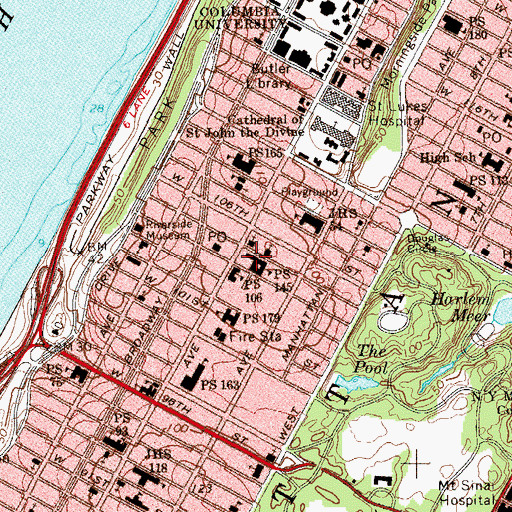 Topographic Map of Bloomingdale Playground, NY