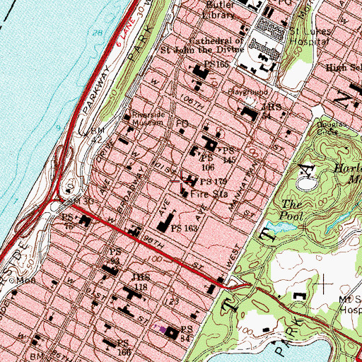 Topographic Map of Frederick Douglass Playground, NY