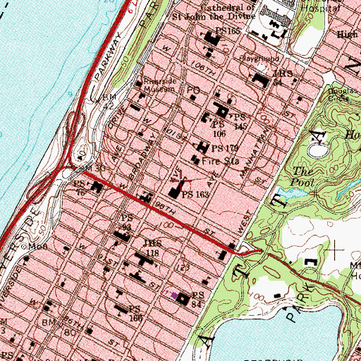 Topographic Map of Happy Warrior Playground, NY
