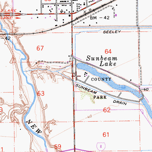 Topographic Map of Sunbeam Recreation Area, CA