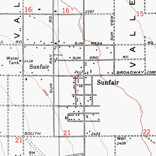 Topographic Map of Sunfair, CA