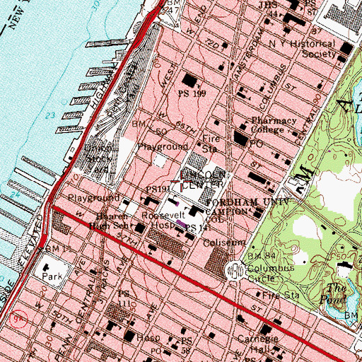 Topographic Map of Damrosch Park, NY