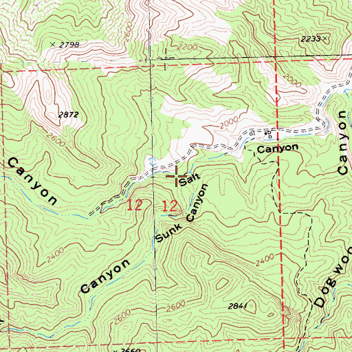 Topographic Map of Sunk Canyon, CA