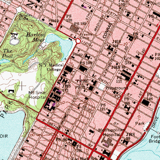 Topographic Map of Mae Grant Playground, NY