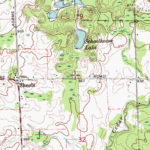 Topographic Map of Skeel Cemetery, MI
