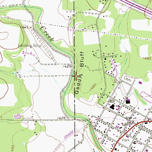Topographic Map of Gaddis Cemetery, TX
