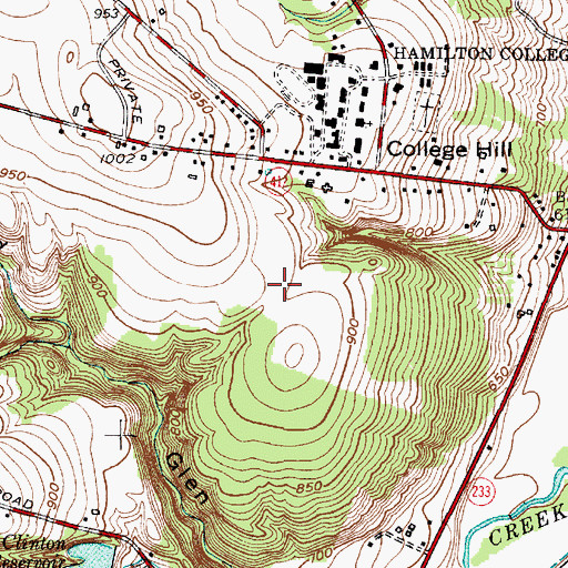 Topographic Map of McIntosh Hall, NY