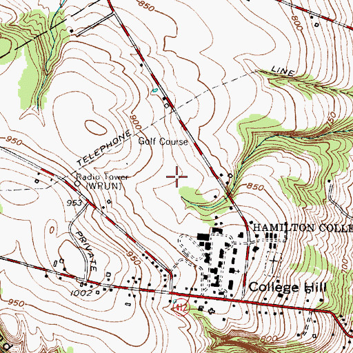 Topographic Map of Hamilton College Golf Course, NY