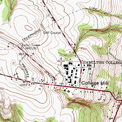 Topographic Map of Gray Tennis Courts, NY