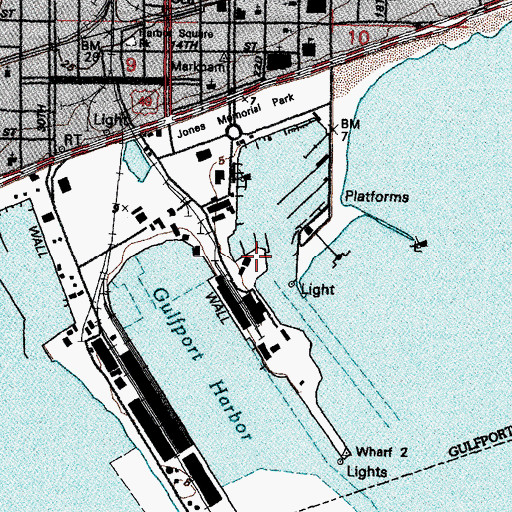 Topographic Map of Gulfport Yacht Club, MS