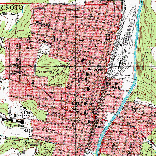 Topographic Map of DeSoto Community Church of God, MO