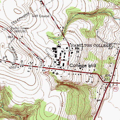 Topographic Map of Christian A Johnson Hall, NY