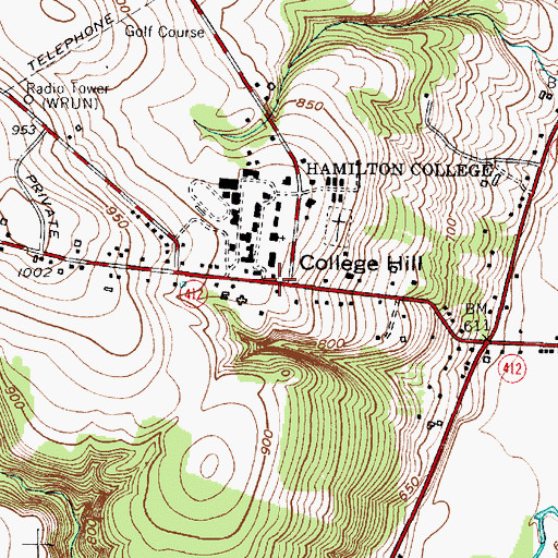 Topographic Map of Couper Hall, NY