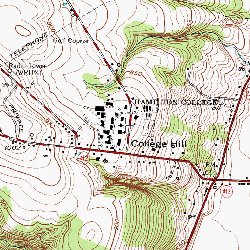 Topographic Map of Kirkland Hall, NY