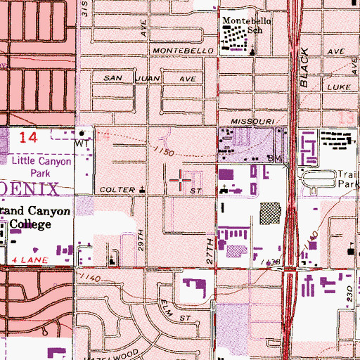 Topographic Map of Peri-Winkle Mobile Home Park, AZ