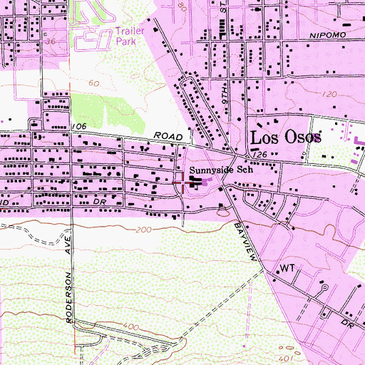 Topographic Map of Sunnyside Elementary School, CA