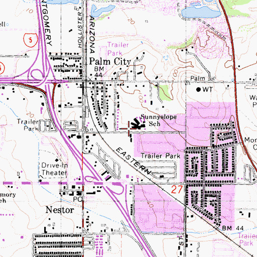 Topographic Map of Sunnyslope Elementary School, CA
