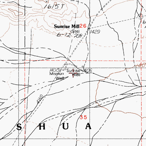 Topographic Map of Sunrise Well, CA