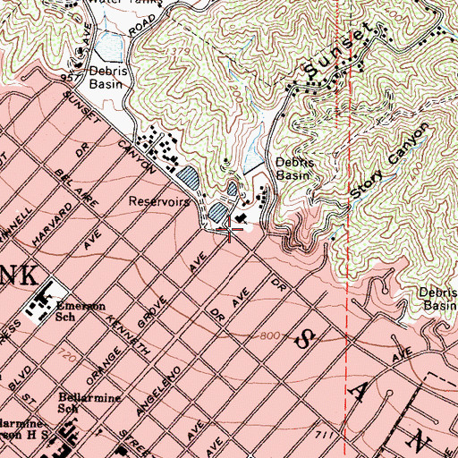 Topographic Map of Sunset Canyon, CA
