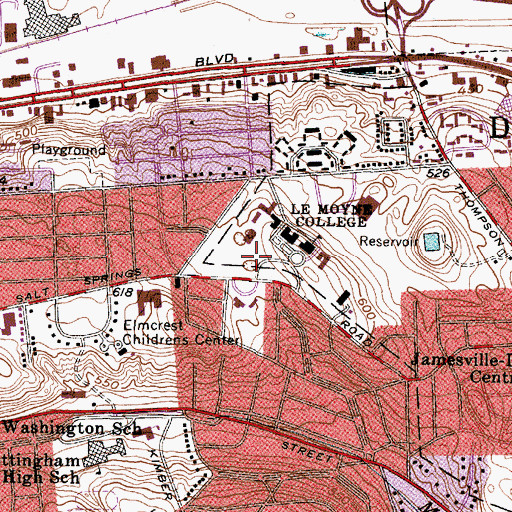 Topographic Map of Noreen Reale Falcone Library, NY