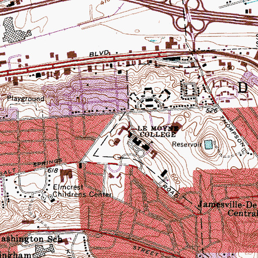 Topographic Map of Foery Hall, NY