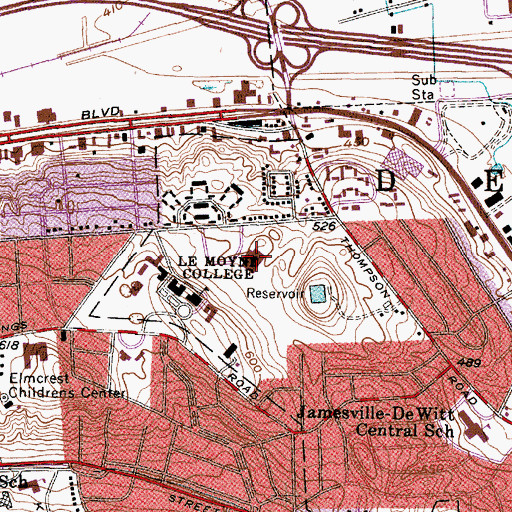 Topographic Map of Henninger Athletic Center, NY