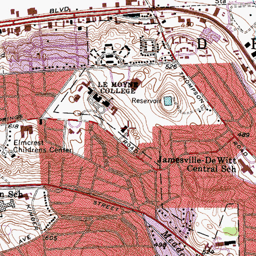 Topographic Map of Mitchell Hall, NY
