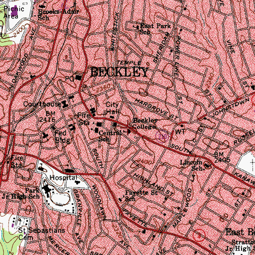 Topographic Map of Beckley Junior High School (historical), WV