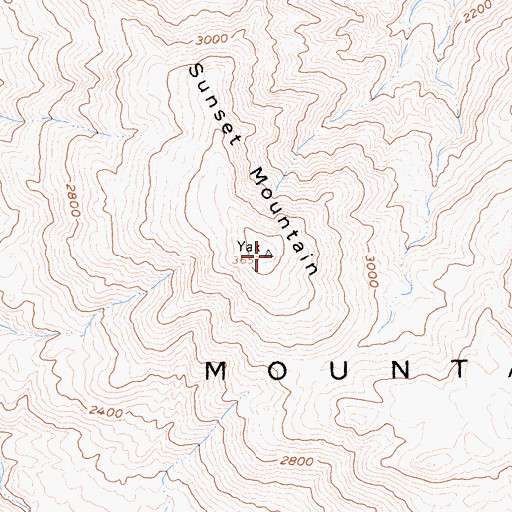 Topographic Map of Sunset Mountain, CA