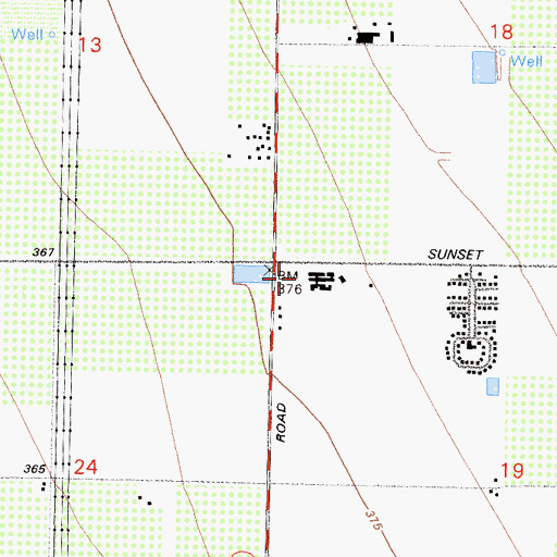 Topographic Map of Sunset Elementary School, CA