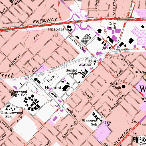 Topographic Map of Sunset School, CA