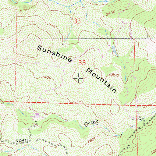 Topographic Map of Sunshine Mountain, CA