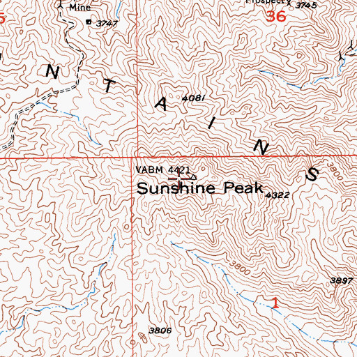 Topographic Map of Sunshine Peak, CA