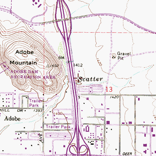 Topographic Map of Phoenix Mobile Home Park, AZ