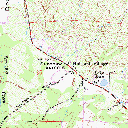 Topographic Map of Sunshine Summit, CA